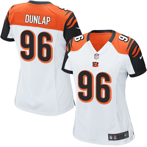 Women's Limited Carlos Dunlap Nike Jersey White Road - #96 NFL Cincinnati Bengals